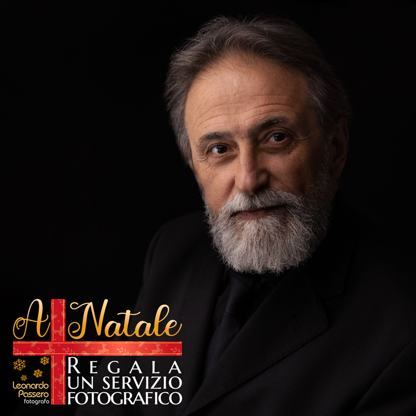A Natale regala un servizio fotografico in studio. nella foto un Signore con la barba bianca